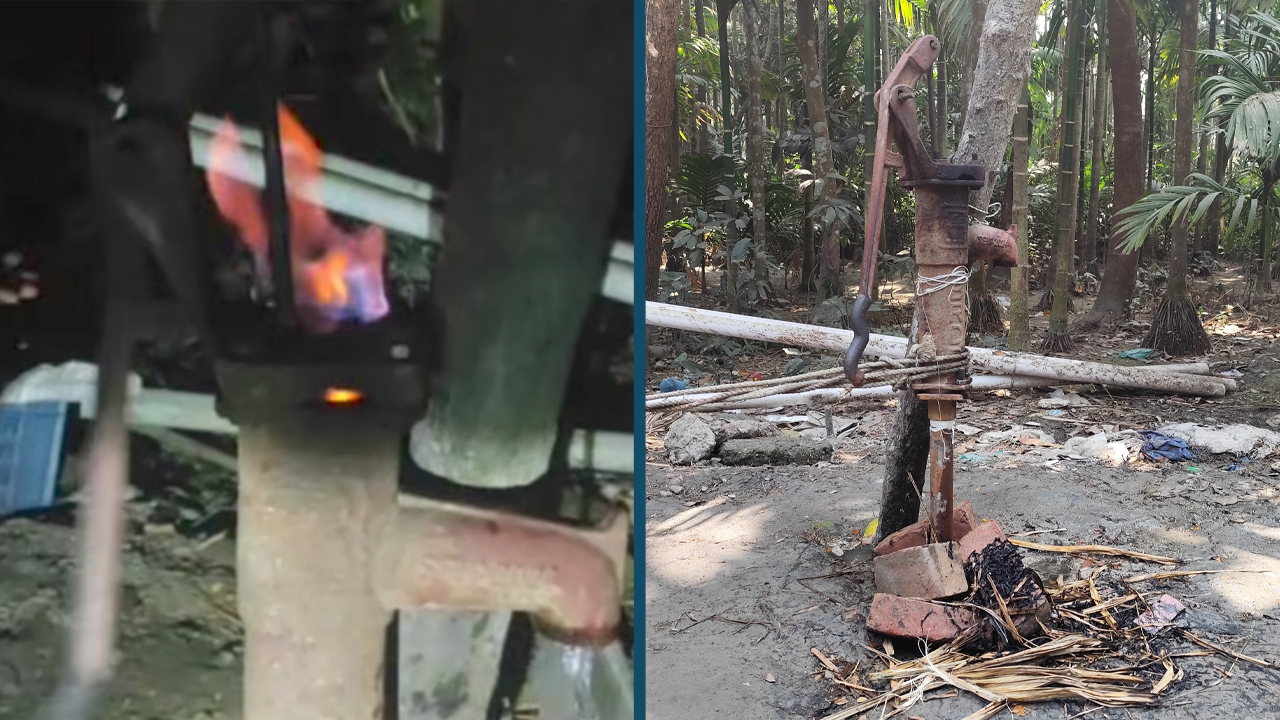 ভোলায় টিউবওয়েল চাপলেই বের হচ্ছে গ্যাস